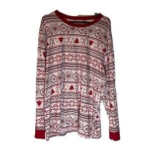 PJ Place Nightshirt XL Red White Fairisle Print Christmas Sleep Shirt Pajama Top